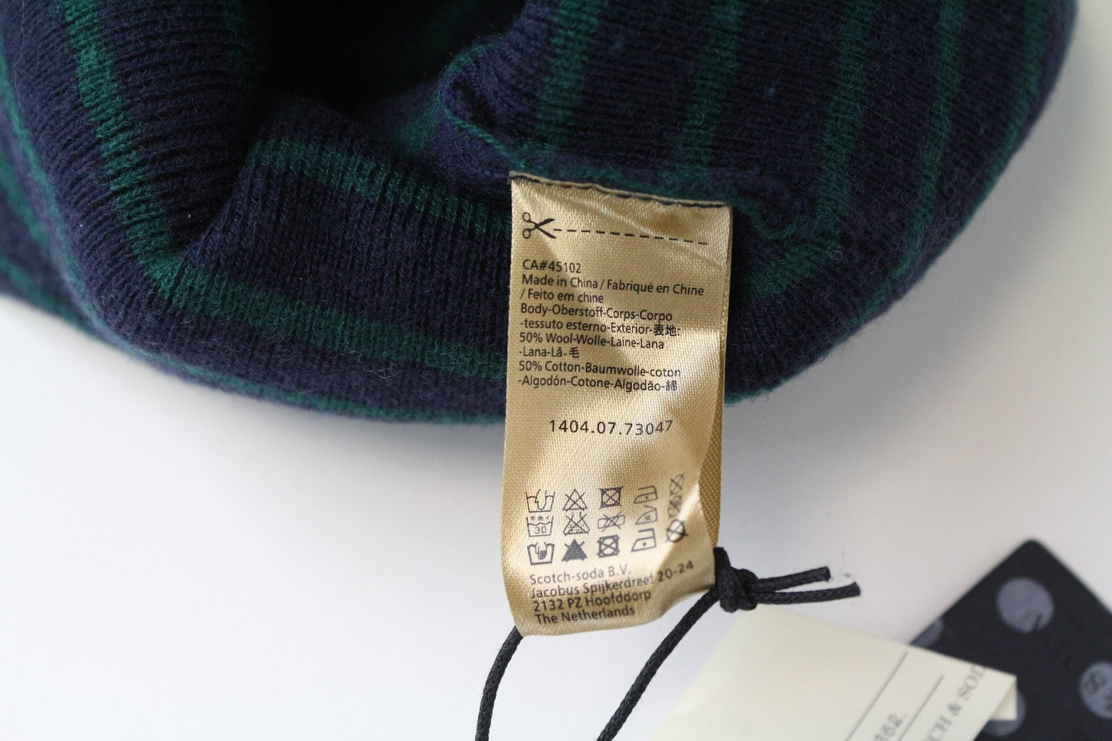 SCOTCH & SODA Ams Couture Men Hat OS Blue Green Striped Pure Wool Winter Beanie