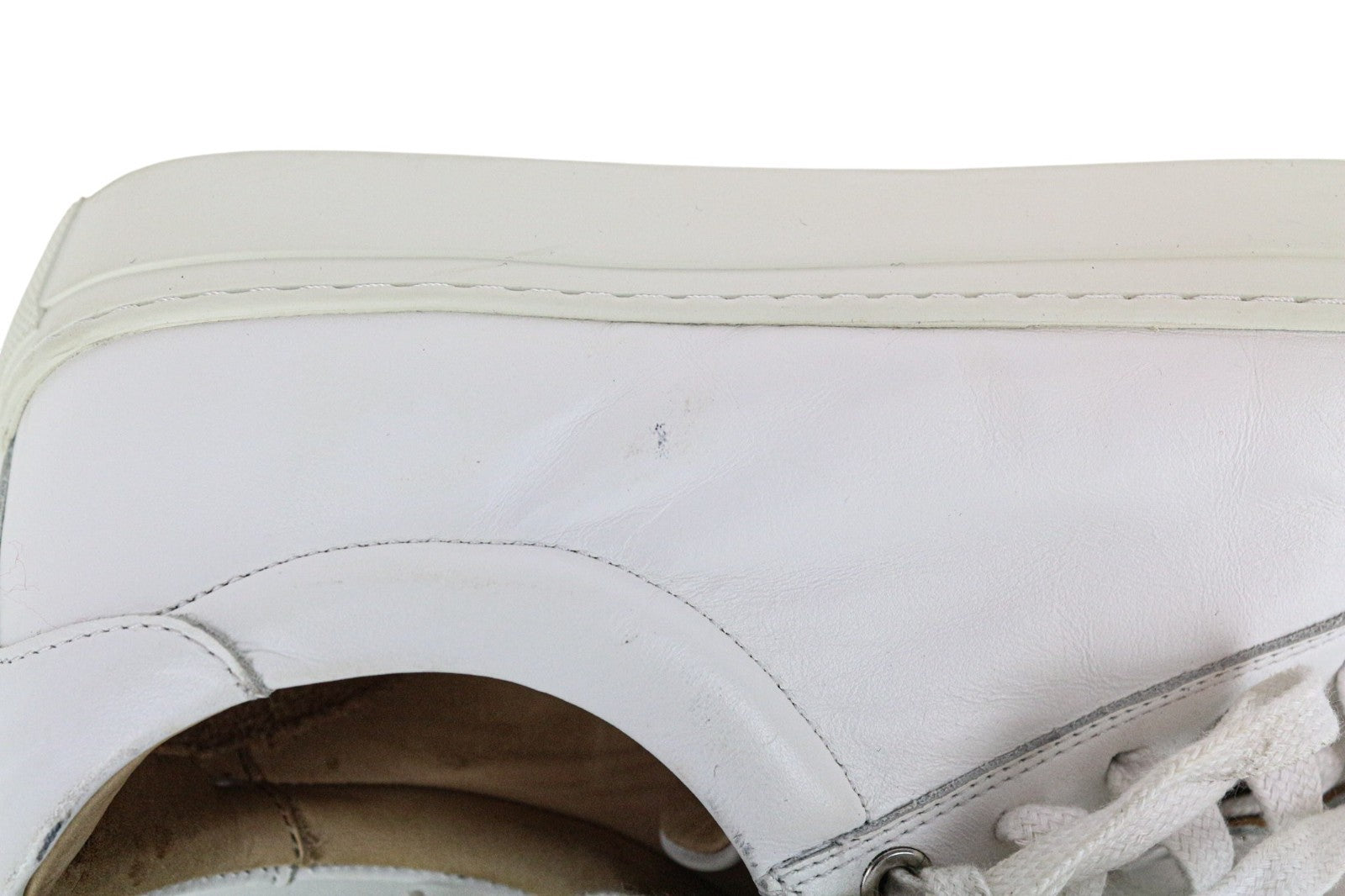 SUITSUPPLY Men Trainers EU41 White Genuine Leather Laced Low-Top Sneakers