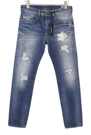 DIESEL Buster 0848I Men's Jeans W30/L34 Blue Worn Slim Tapered Distress