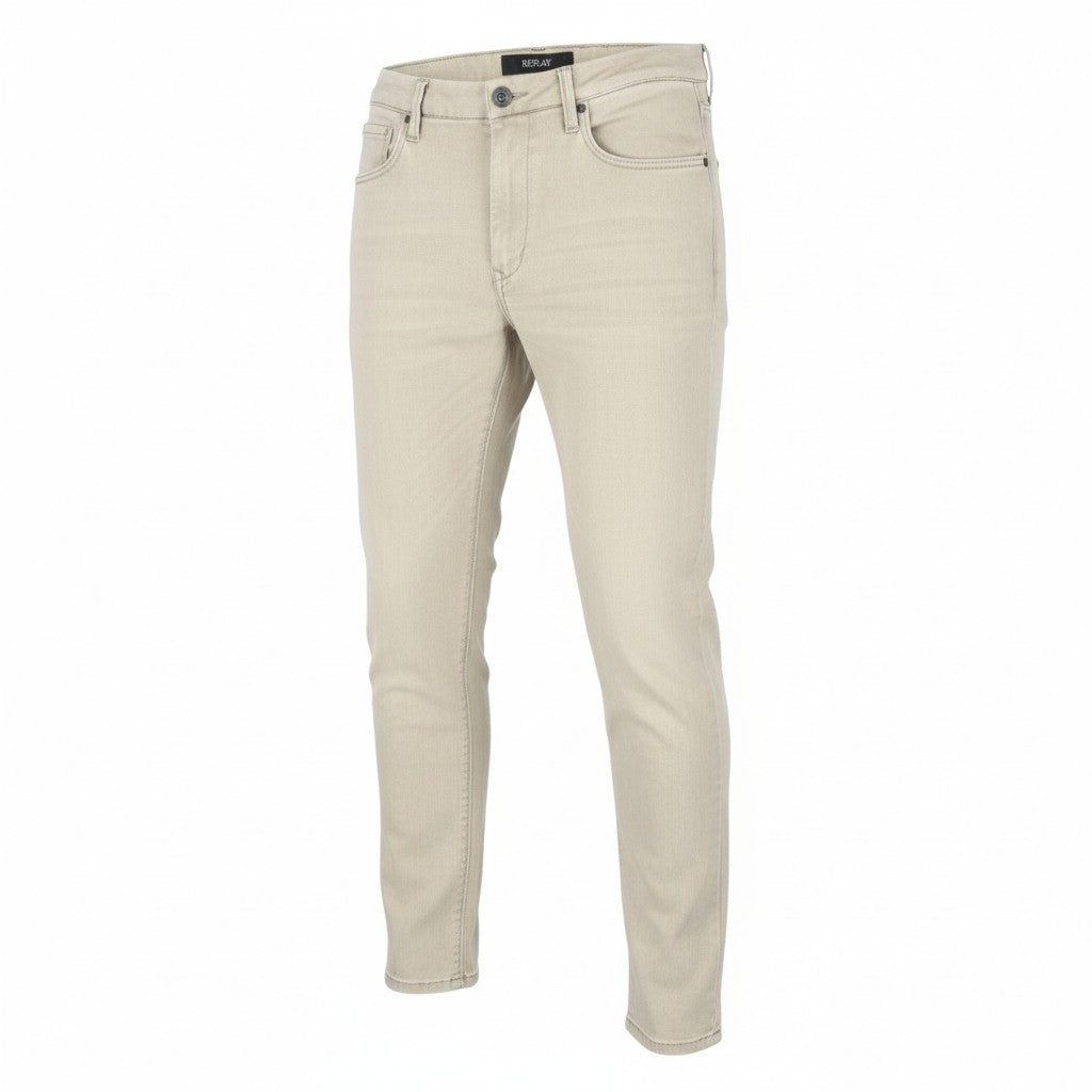 REPLAY Lehoen Heperflex Men's Trousers W27 Beige Slim Chino Faded Whiskers