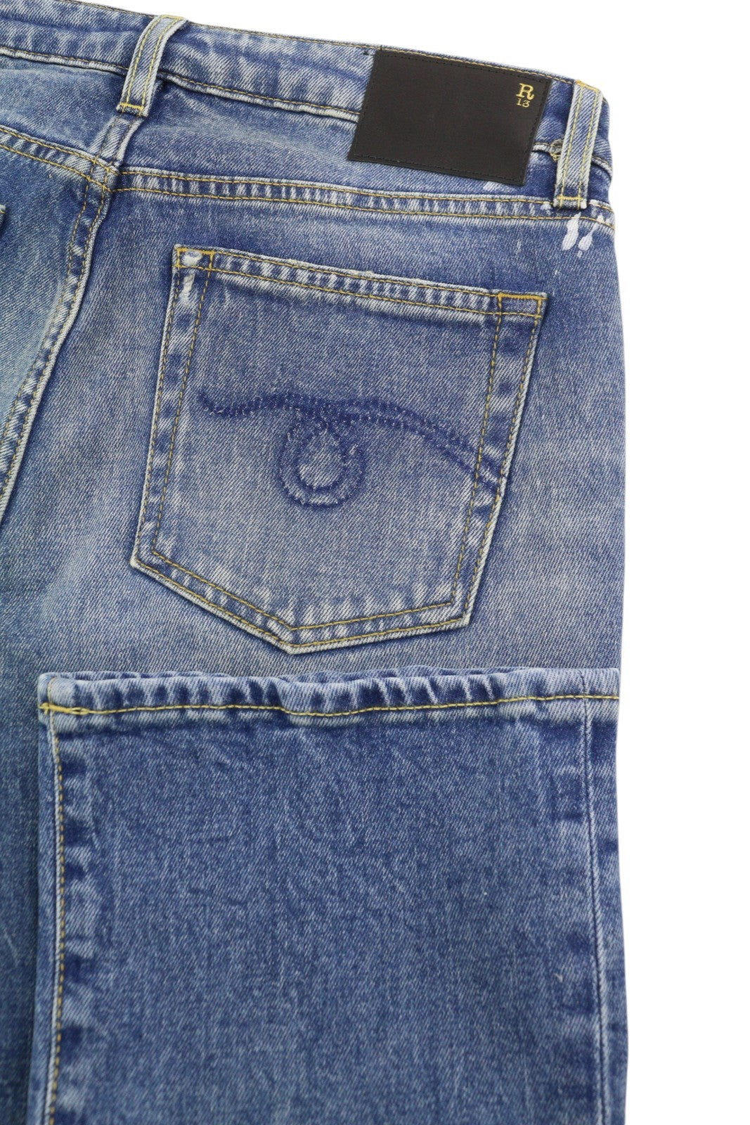 R13 Kick Fit Women's Jeans 28 Jasper Stretch Faded Cropped Blue PS26