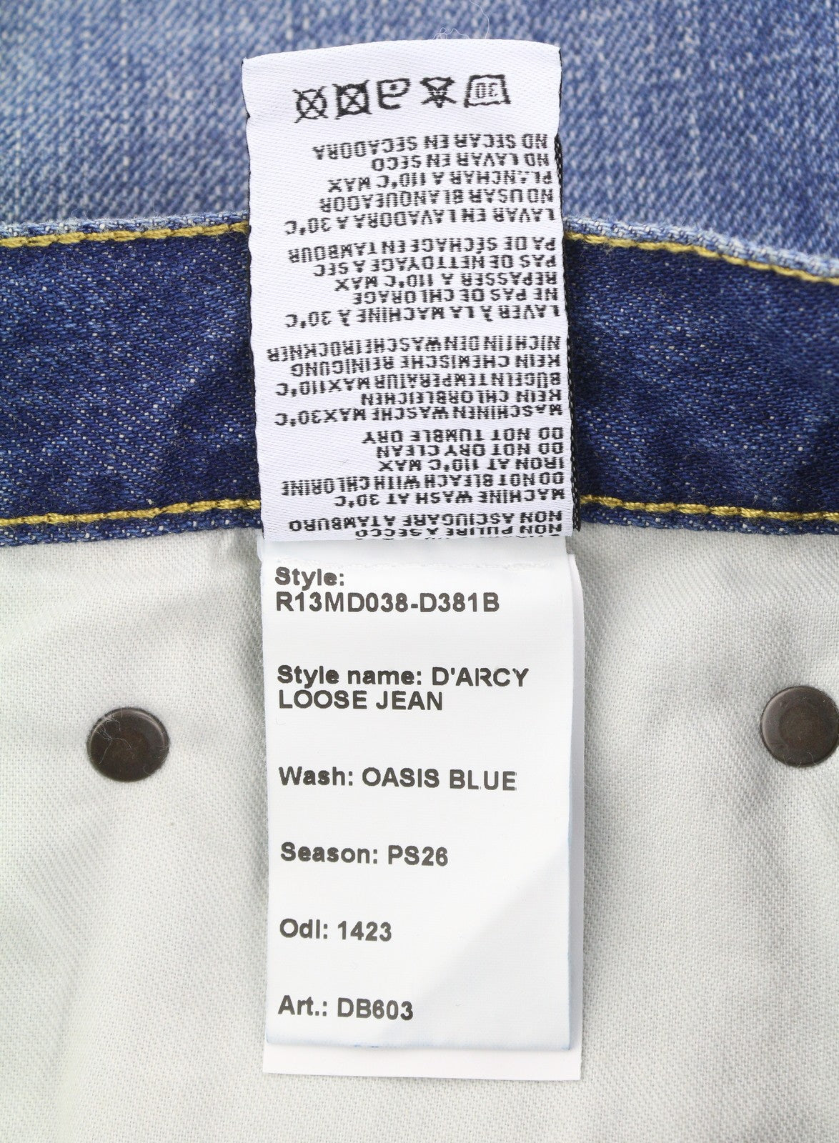 R13 D'Arcy Loose Men's Jeans 32 Oasis Blue Wide Distress Faded PS26