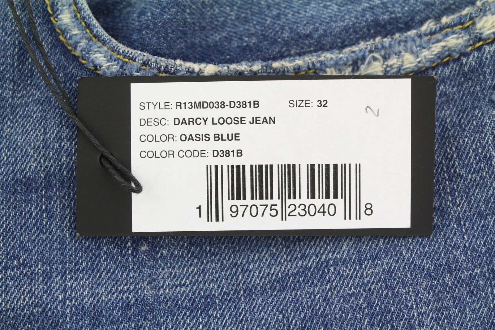 R13 D'Arcy Loose Men's Jeans 32 Oasis Blue Wide Distress Faded PS26