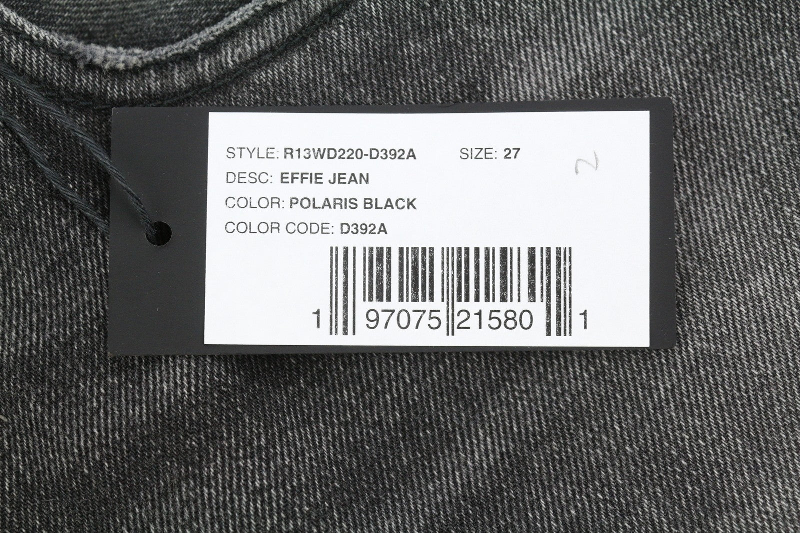 R13 Effie Women's Jeans 27 Polaris Black Faded Whiskers PS26 RRP850