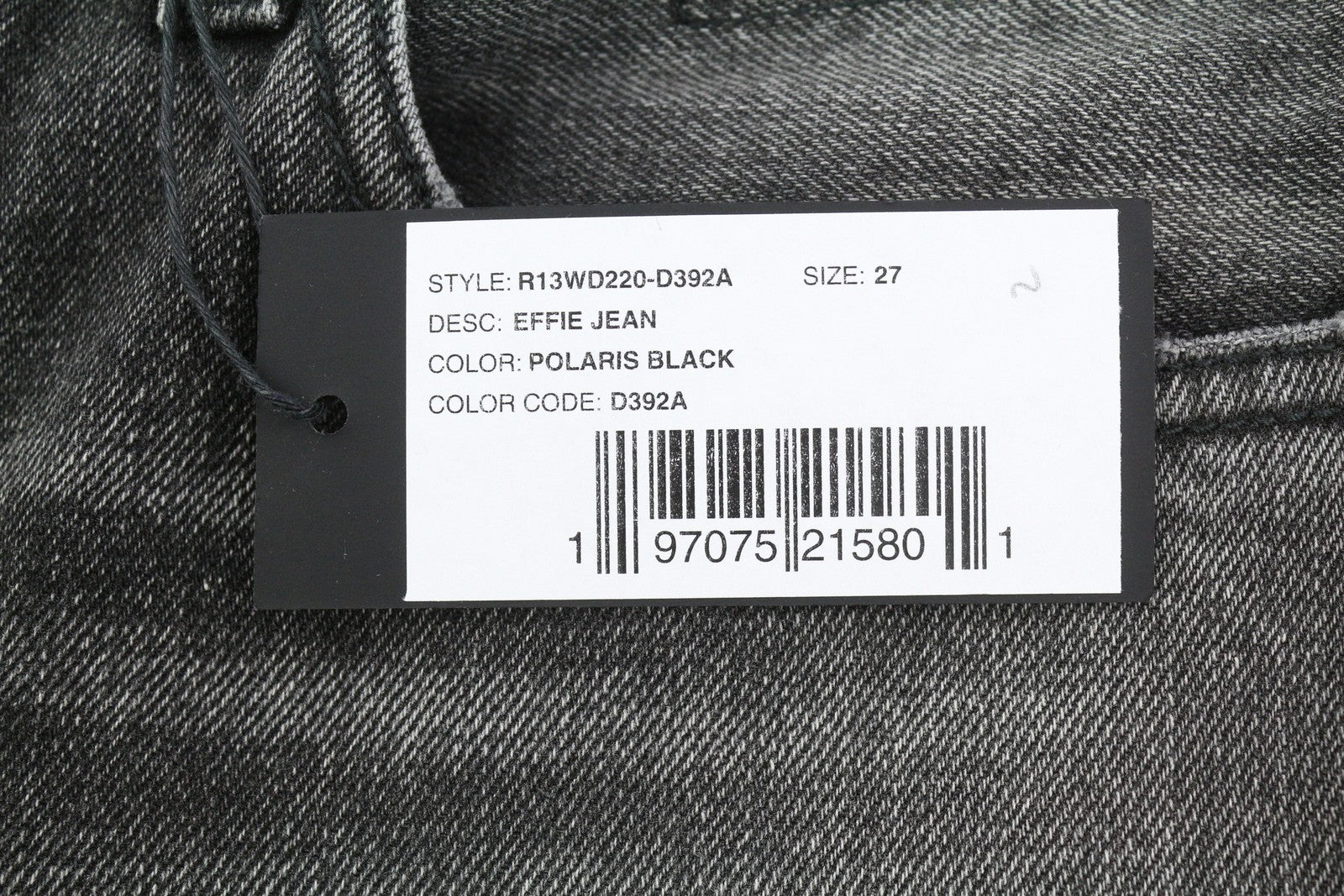 R13 Effie Women's Jeans 27 Polaris Dark Black Faded Whiskers PS26 RRP850