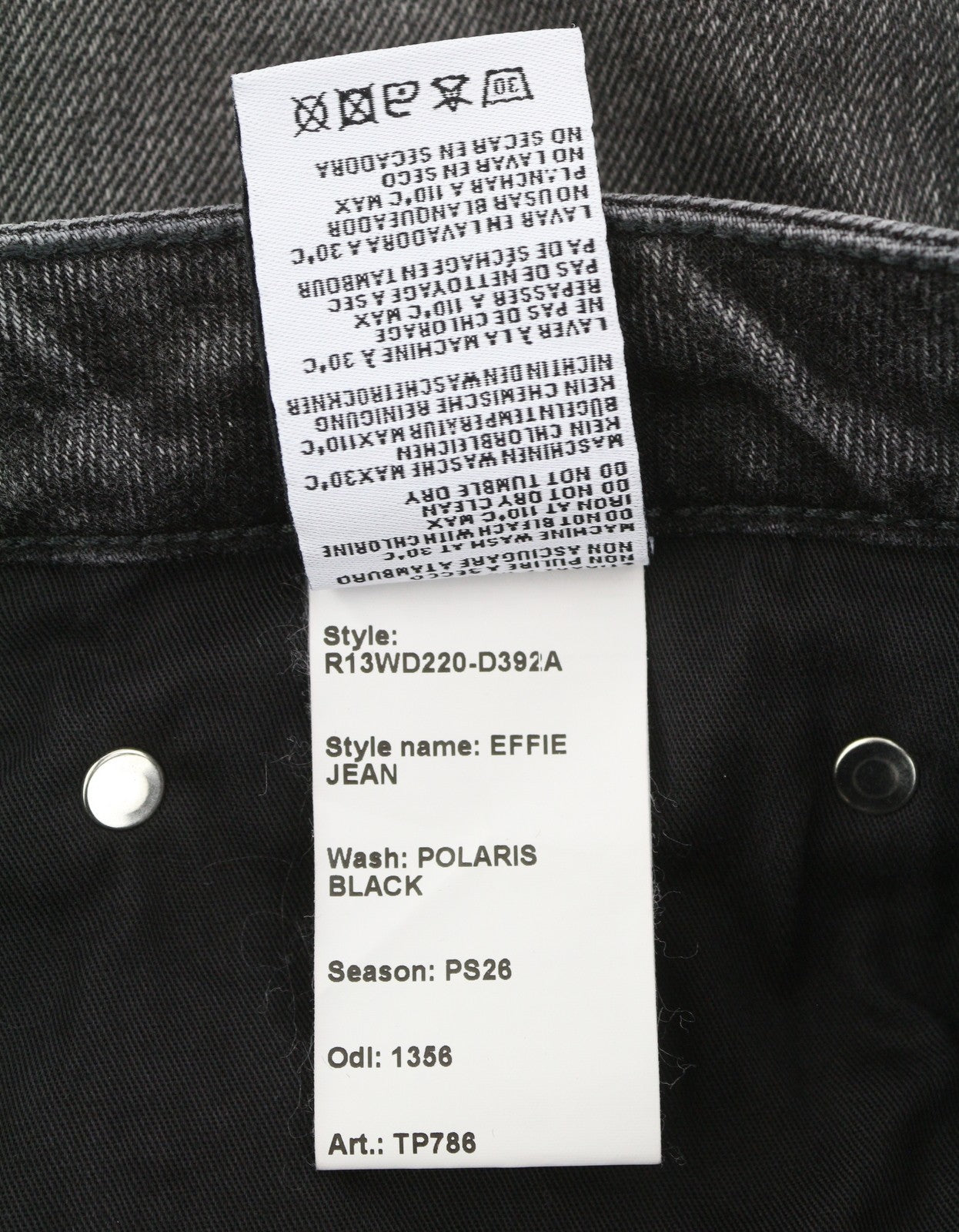 R13 Effie Women's Jeans 27 Polaris Dark Black Faded Whiskers PS26 RRP850