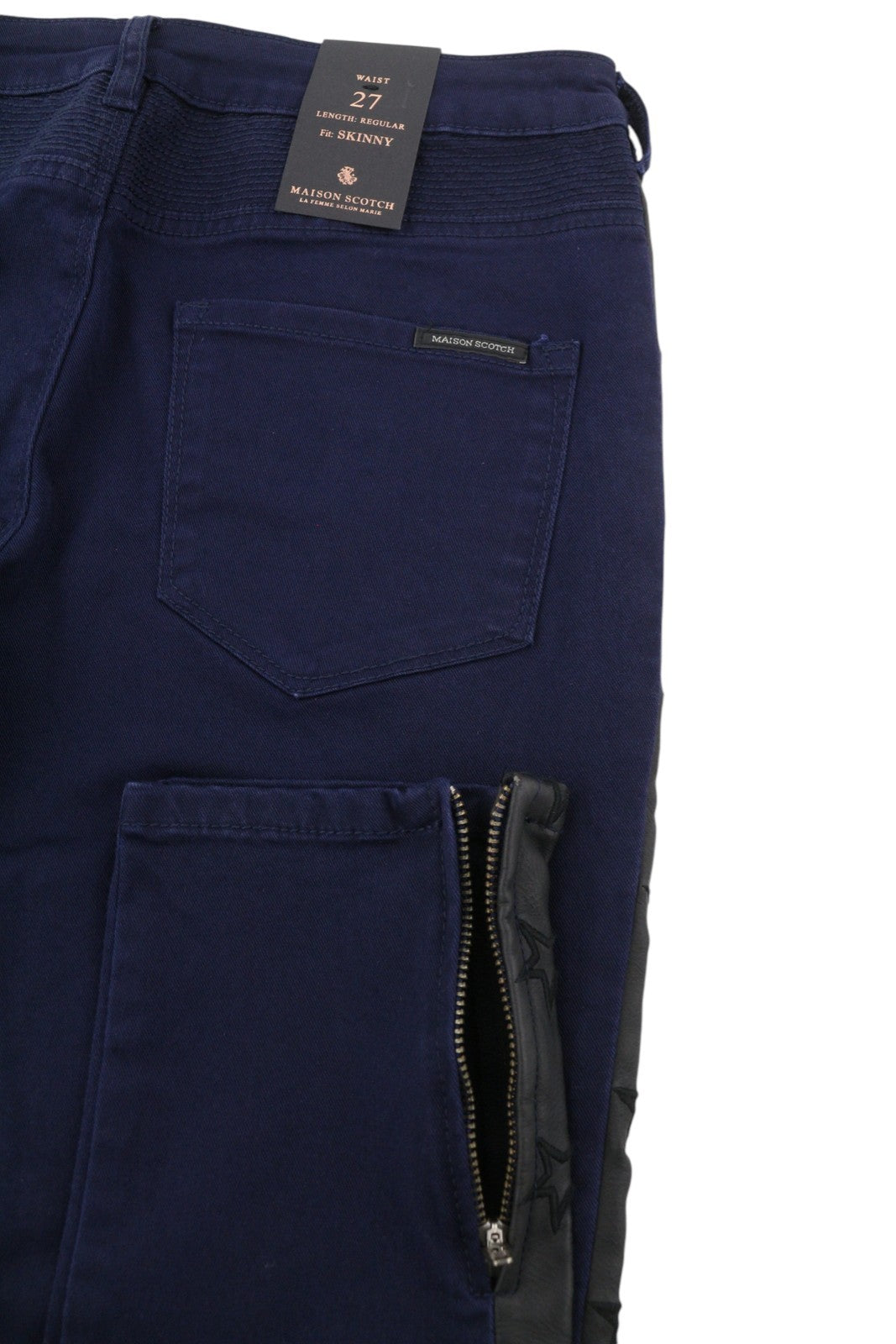 MAISON SCOTCH Biker Women's Jeans W27 Dark Blue Skinny Star Side Lines