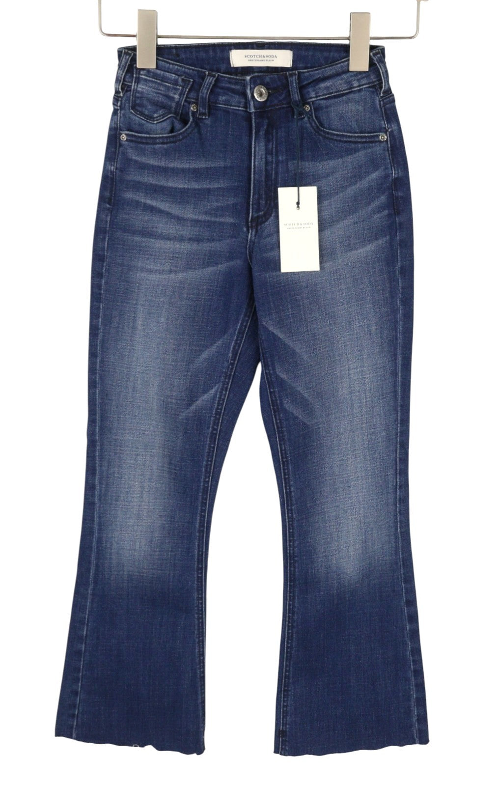 SCOTCH & SODA Women's Jeans W25/L32 Blue Faded Distress Bootcut Fray Hems