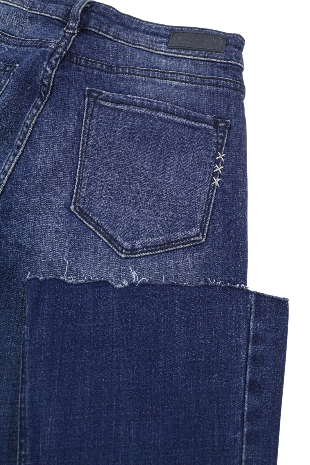 SCOTCH & SODA Women's Jeans W25/L32 Blue Faded Distress Bootcut Fray Hems
