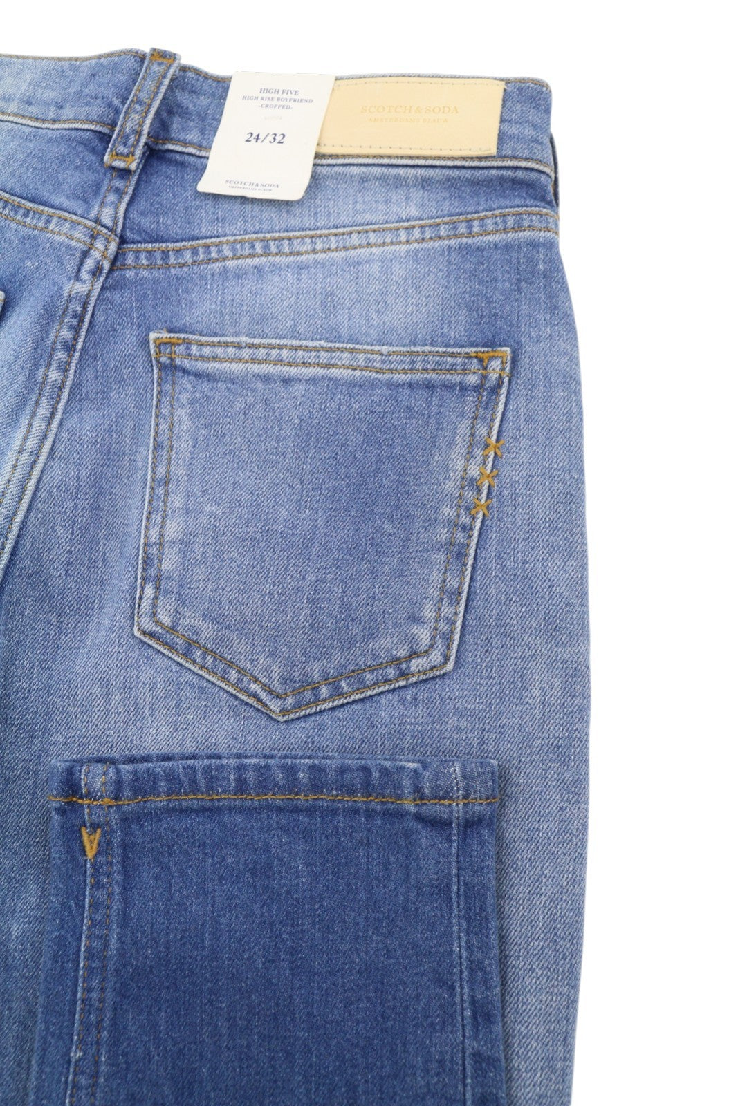 SCOTCH & SODA High Five Women's Jeans W24/L32 Blue High Rise Cropped Boyfriend