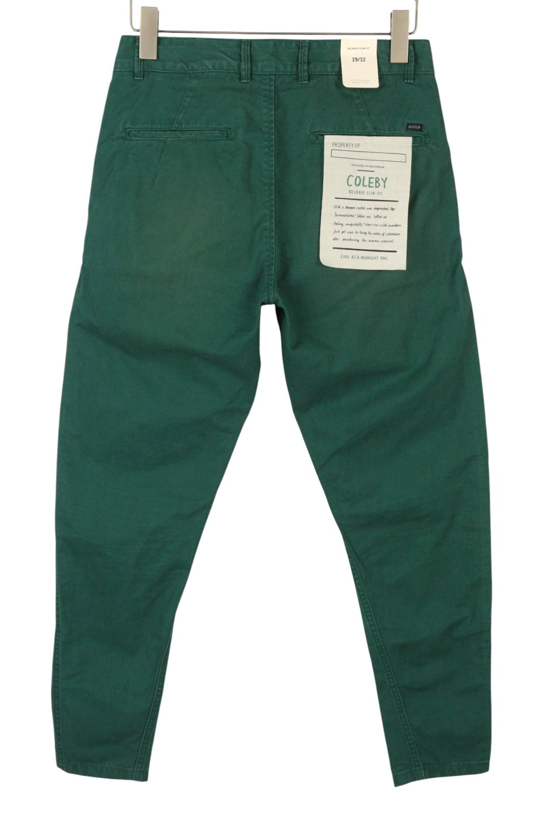 SCOTCH & SODA Coleby Men's Trousers W29/L32 Green Slim Relaxed Chino
