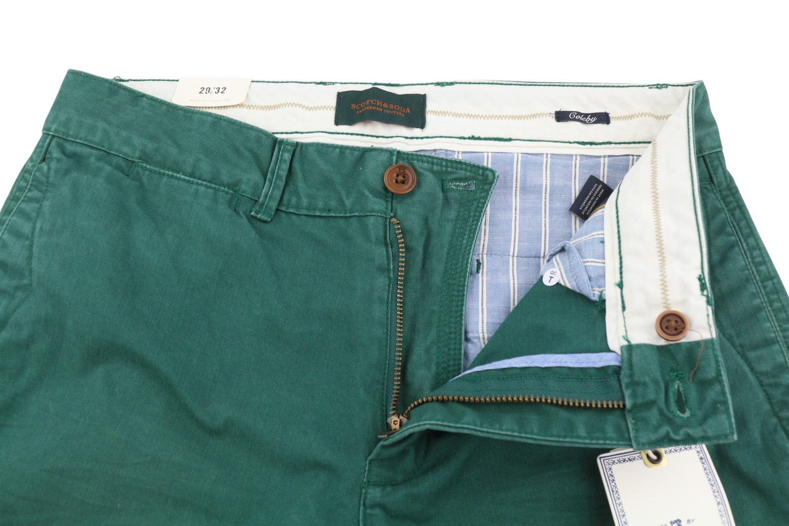 SCOTCH & SODA Coleby Men's Trousers W29/L32 Green Slim Relaxed Chino