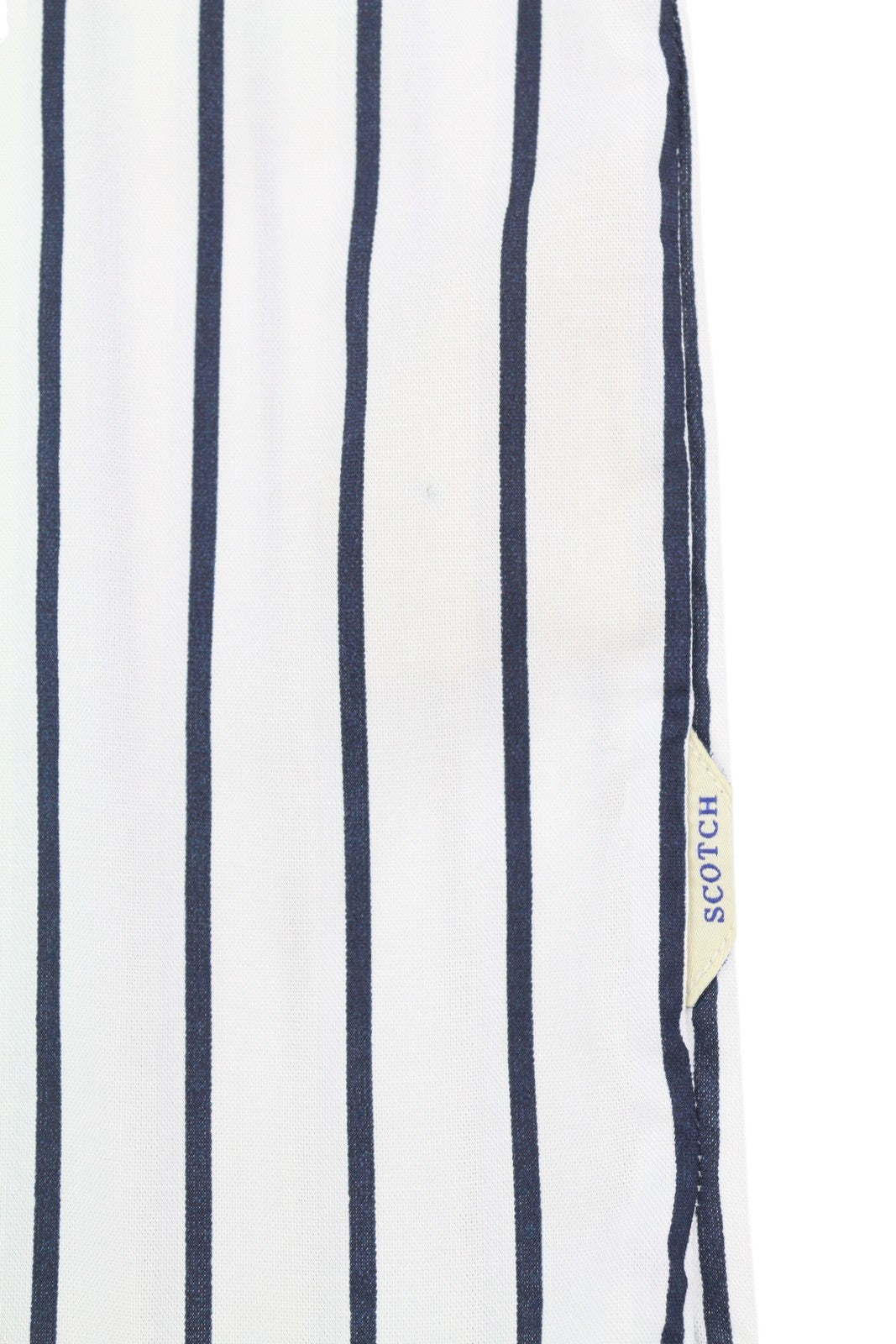 SCOTCH & SODA Men's Shirt M White Pinstripe Long Fit Button-Up Spread