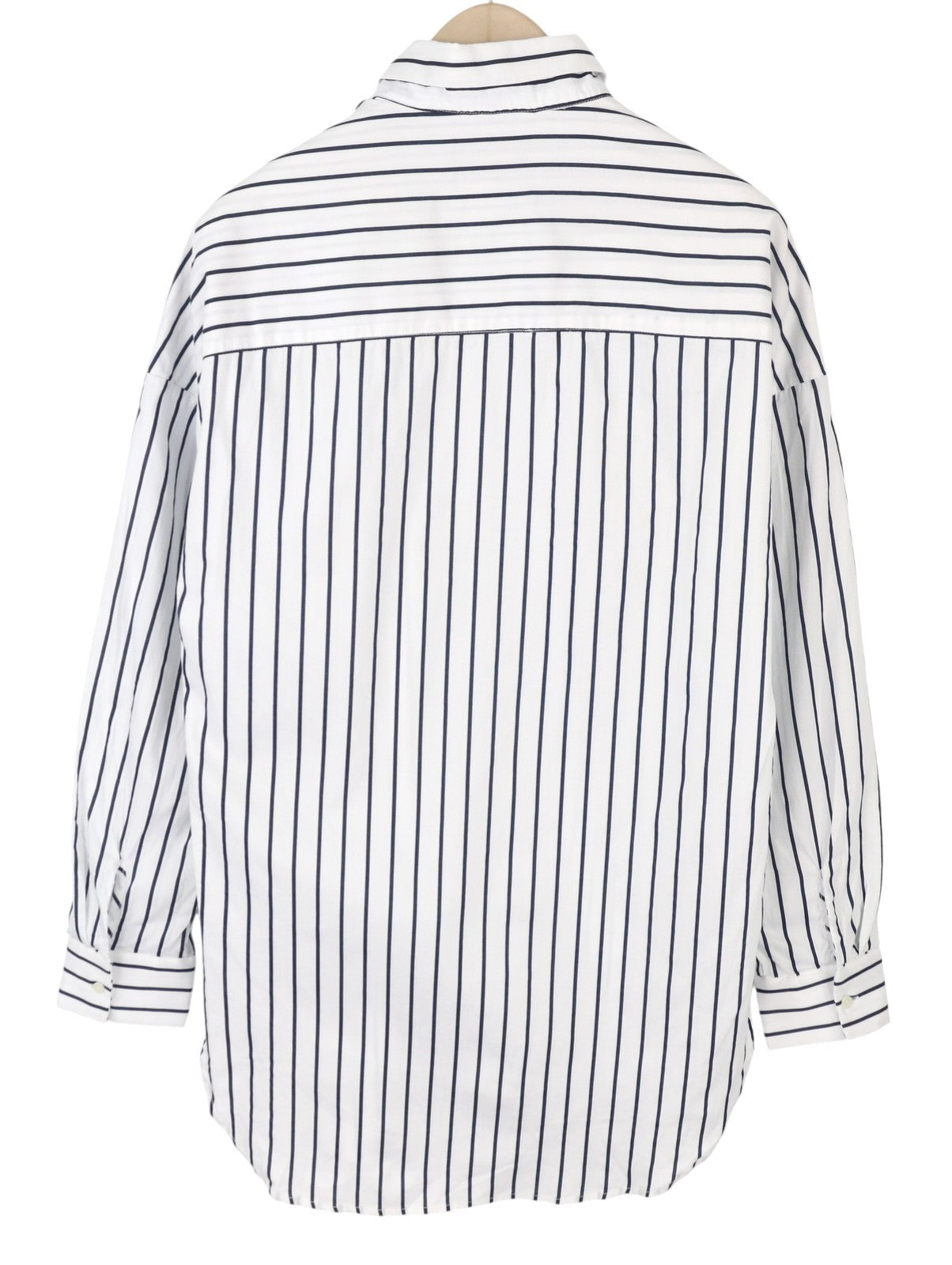 SCOTCH & SODA Men's Shirt L White Pinstripe Long Fit Button-Up Spread