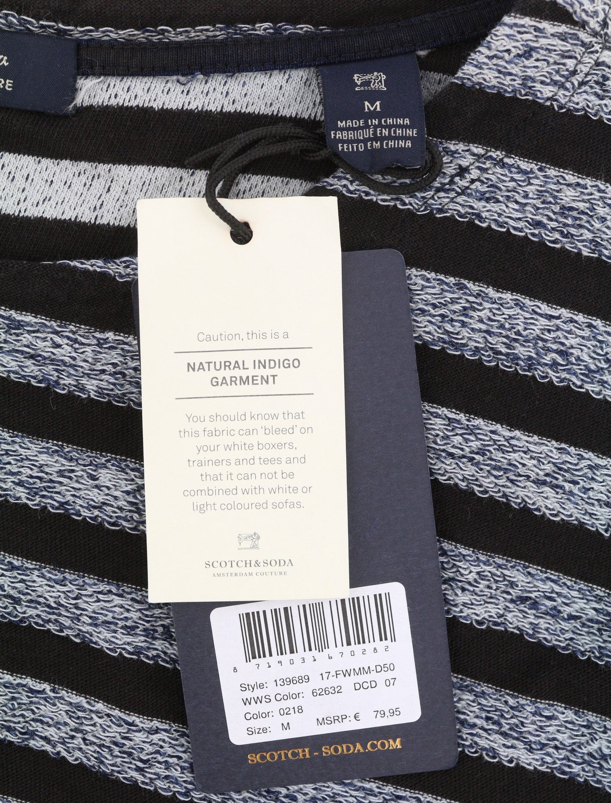 SCOTCH & SODA Men's Sweatshirt M Black Stripe Crew Neck Pull On