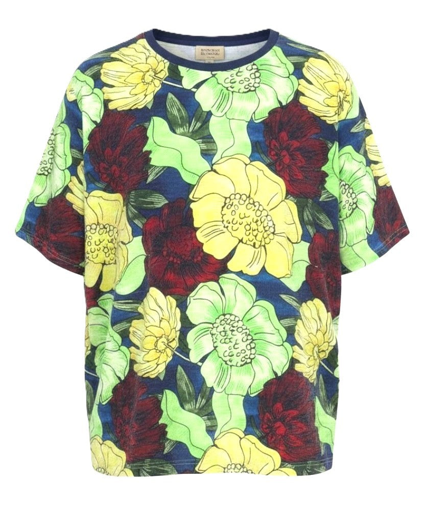 SCOTCH & SODA Men's T-Shirt 2XL Colourful Floral Thick Crew Short Sleeve