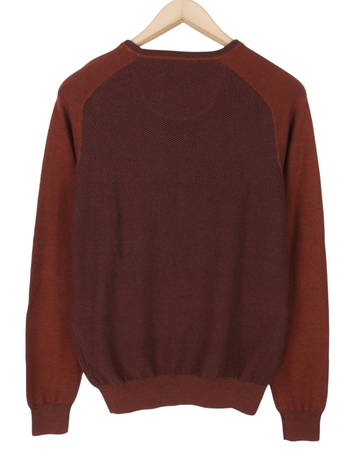 STATE OF ART Men's Jumper S Brown Melange Crew Neck Patch Pocket Pull On