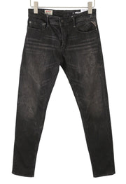 REPLAY Thyber Men's Jeans W29/L34 Black Stretch Slim Faded Whiskers