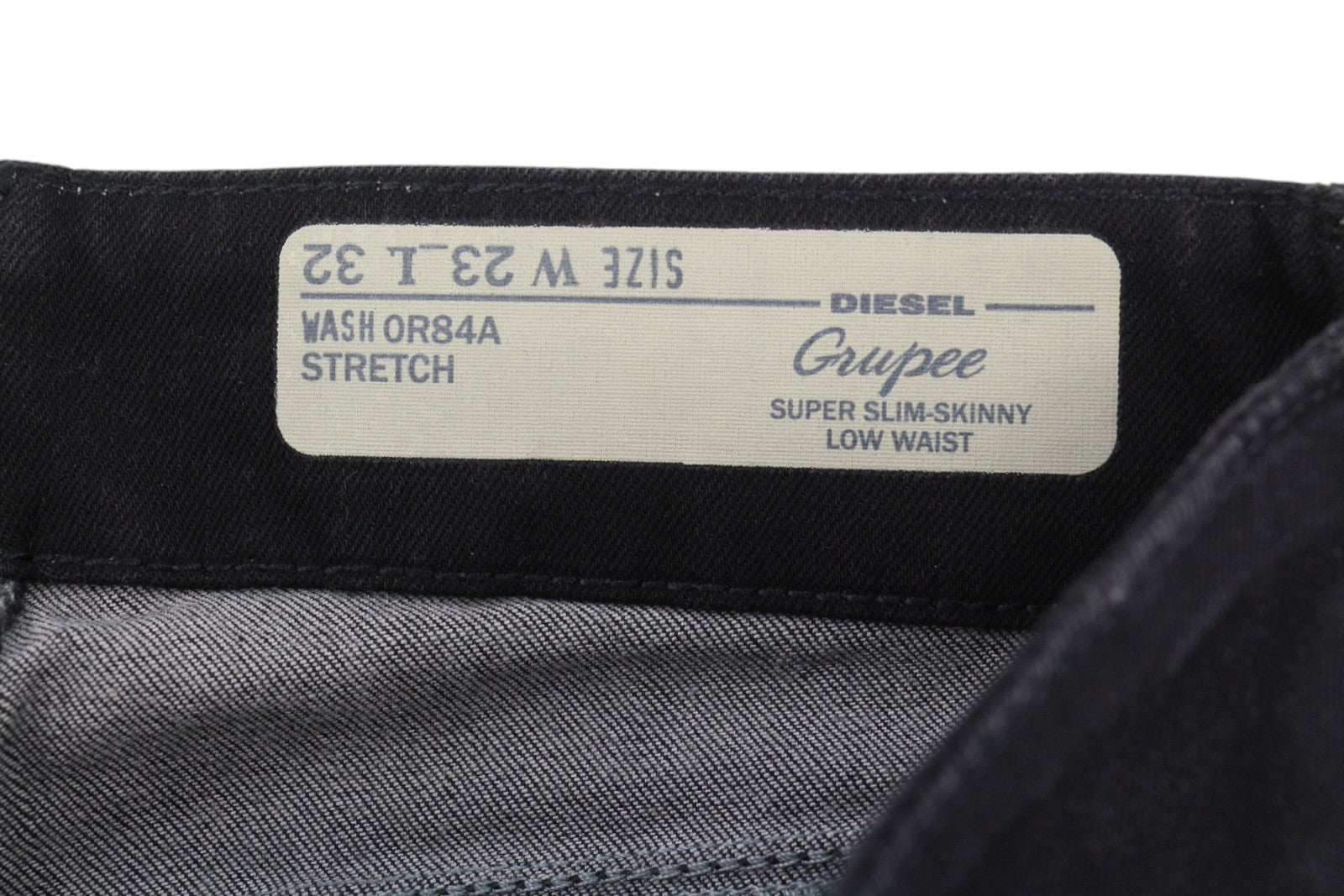DIESEL Grupee 0R84A Women's Jeans W23/L32 Black Super Slim Skinny Low Waist