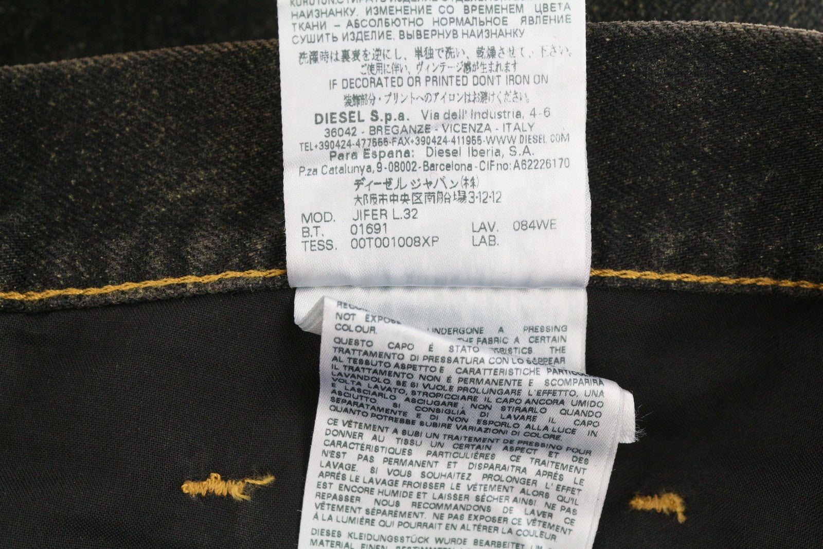 DIESEL Jifer 084WE Men's Jeans W32/L32 Black Aged Faded Tapered Ankle