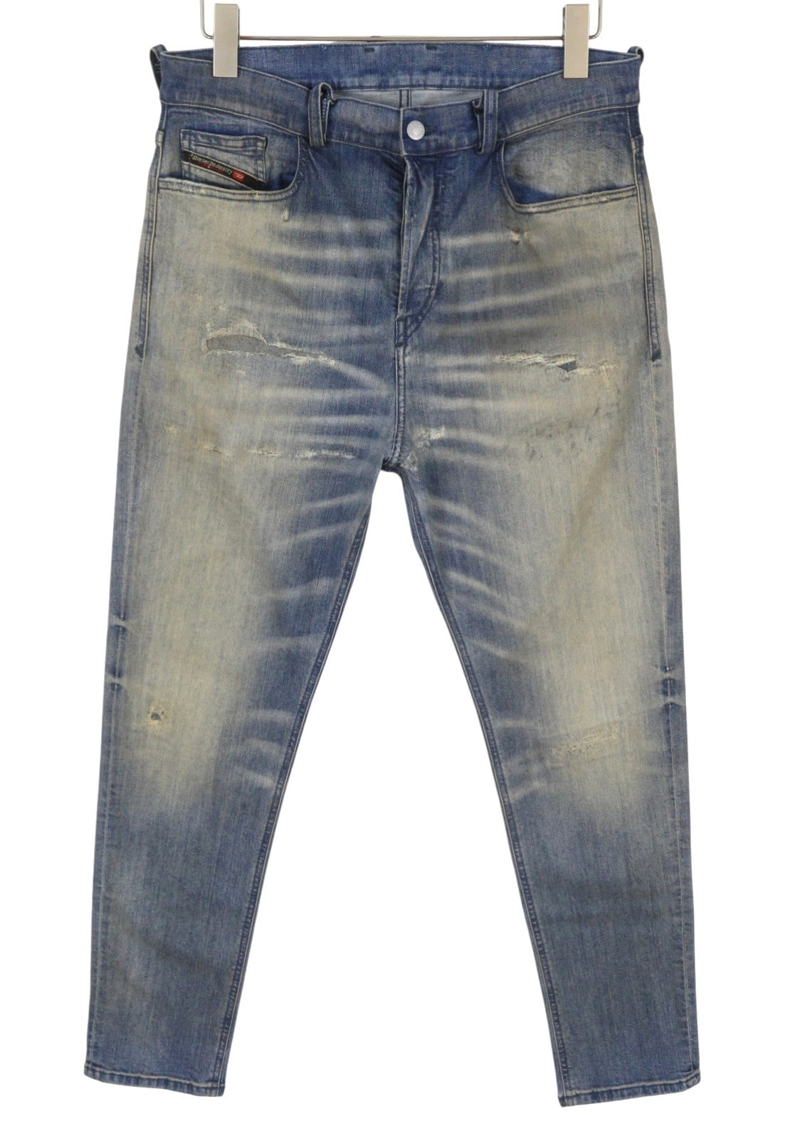 DIESEL D-Vider 084AQ Men's Jeans W30/L32 Blue Aged Distress Drop Crotch
