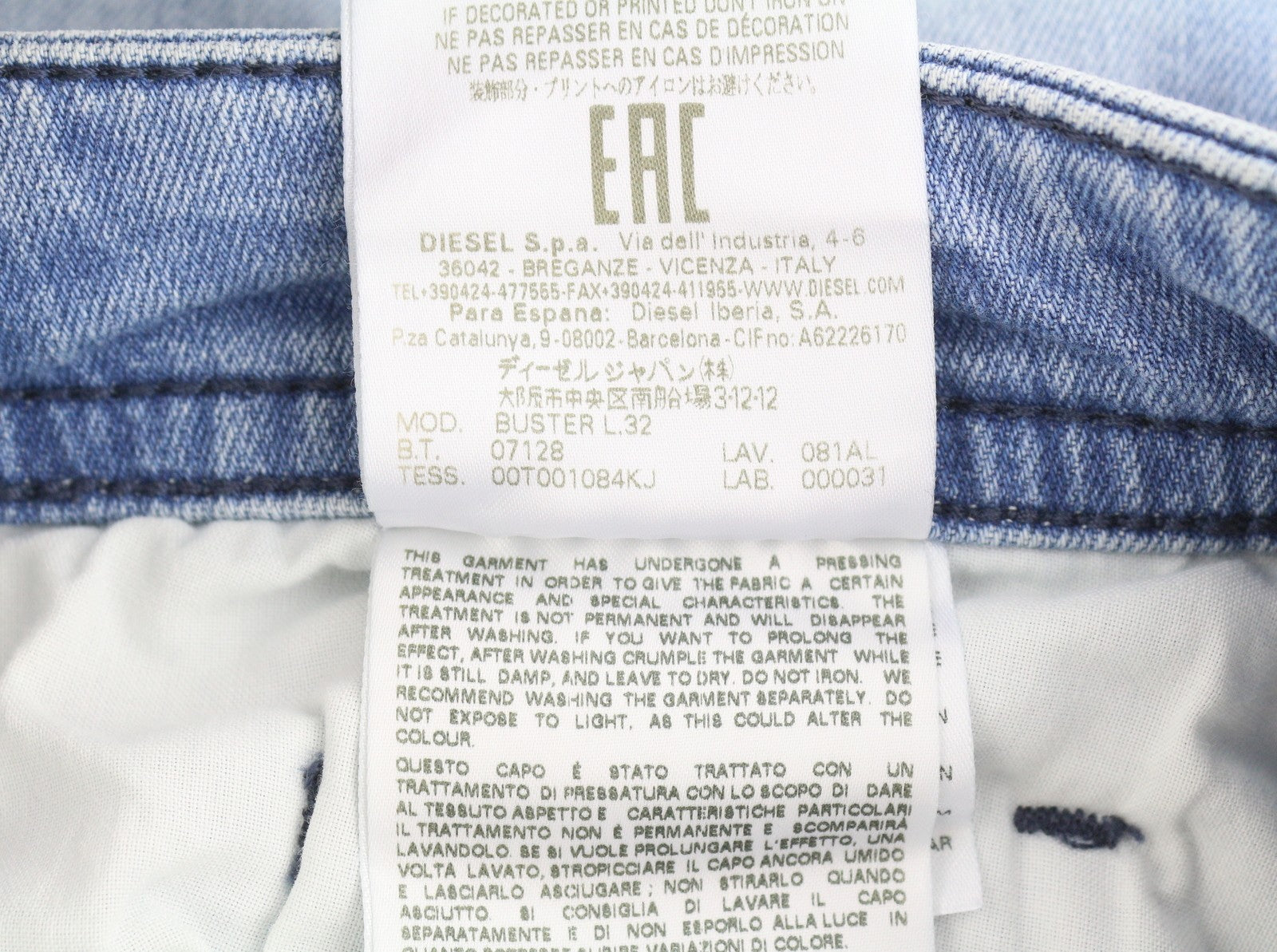 DIESEL Buster 081AL Men's Jeans W27/L32 Blue Faded Slim Tapered Stretch