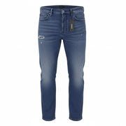 DIESEL Mharky 080AH Men's Jeans W34 Blue Faded Distress Cropped Denim