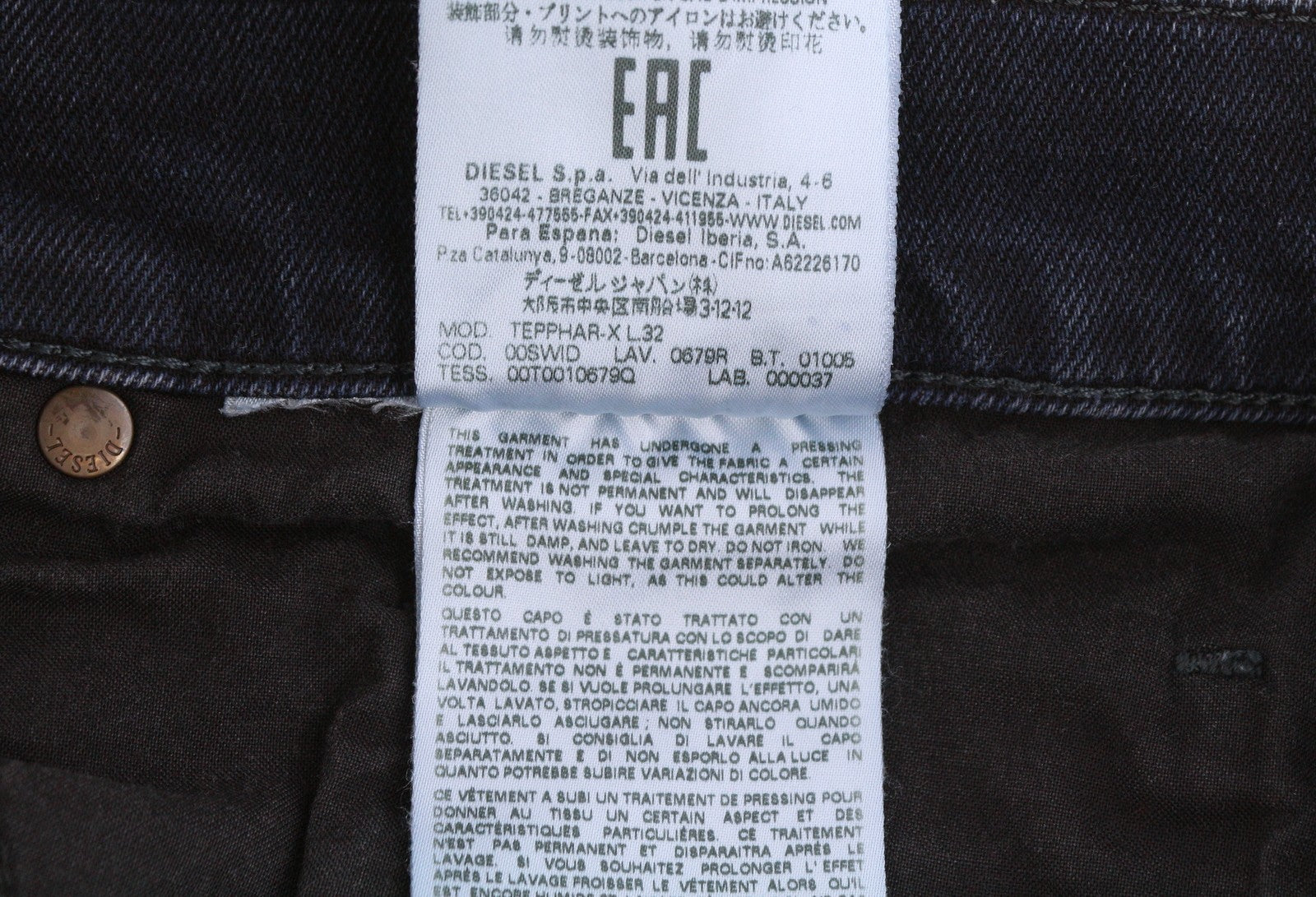 DIESEL Tepphar-X 0679R Men's Jeans W32/L32 Blue Slim Carrot Faded Stretch