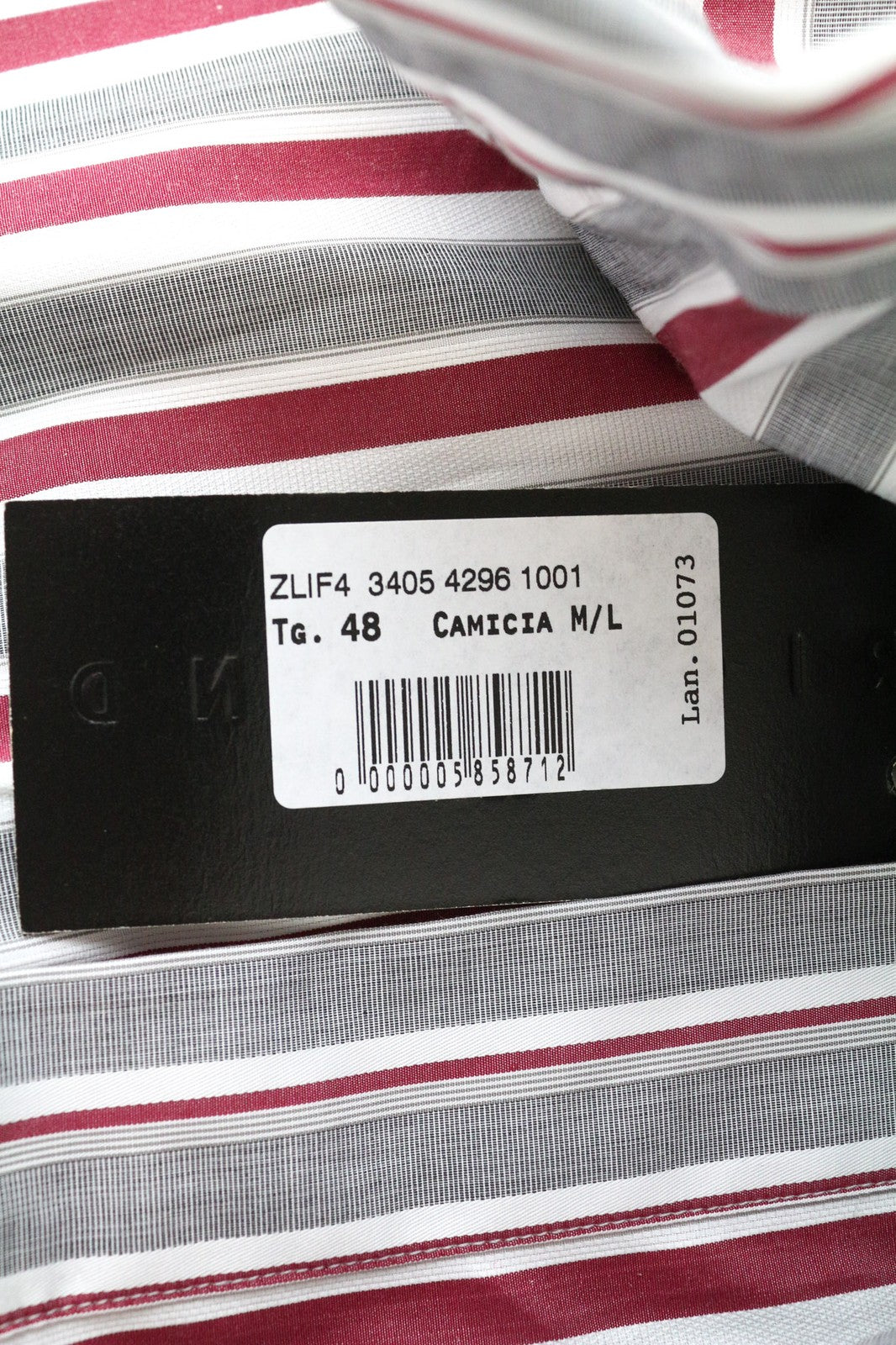 RICHMOND Men's Shirt 48 Red Grey Striped Long Sleeve Pure Cotton Smart Casual