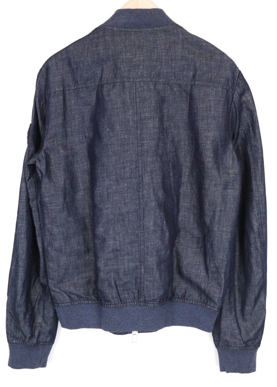 RICHMOND Men's Jacket 48 Blue Cotton Linen Bomber Lightweight Casual Style