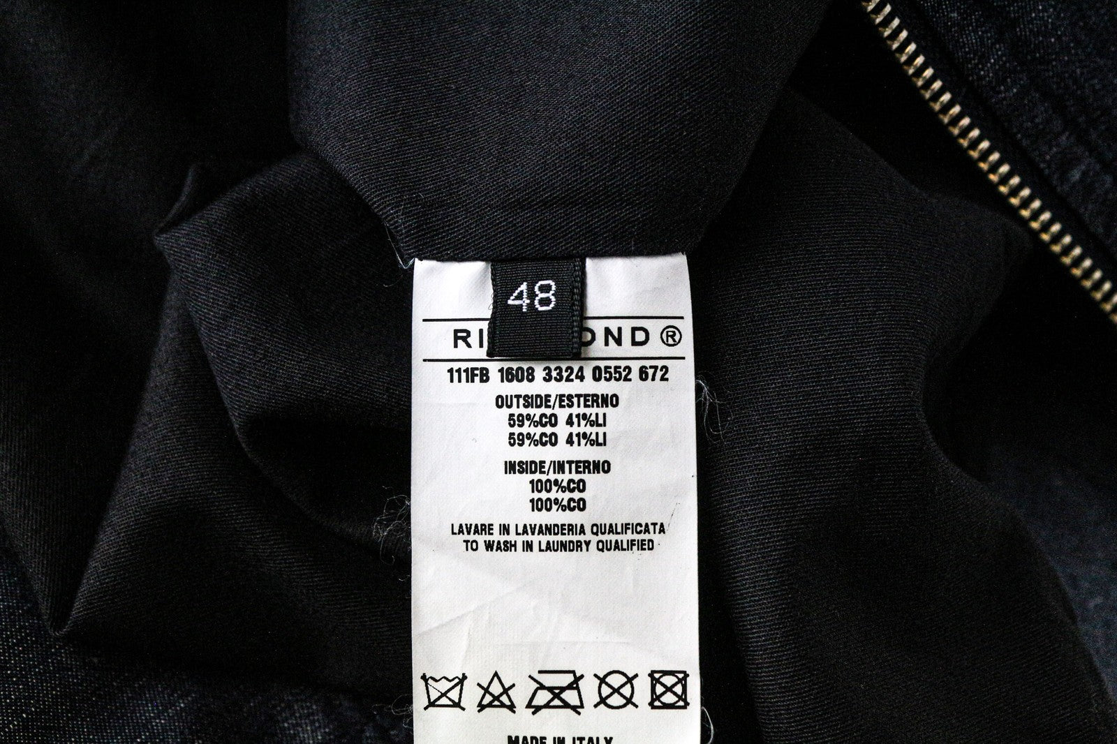 RICHMOND Men's Jacket 48 Blue Cotton Linen Bomber Lightweight Casual Style