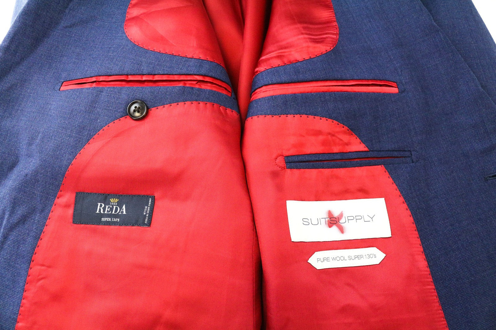 SUITSUPPLY Sienna Men's Blazer UK46S Blue Wool Super 130's Single-Breasted