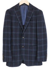 SUITSUPPLY Havana Men's Blazer UK34R Slim Blue Checked Pure Wool Lined