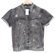 SCOTCH & SODA Ams Blauw Women's Shirt S Grey Denim Washed Cotton Short Sleeve