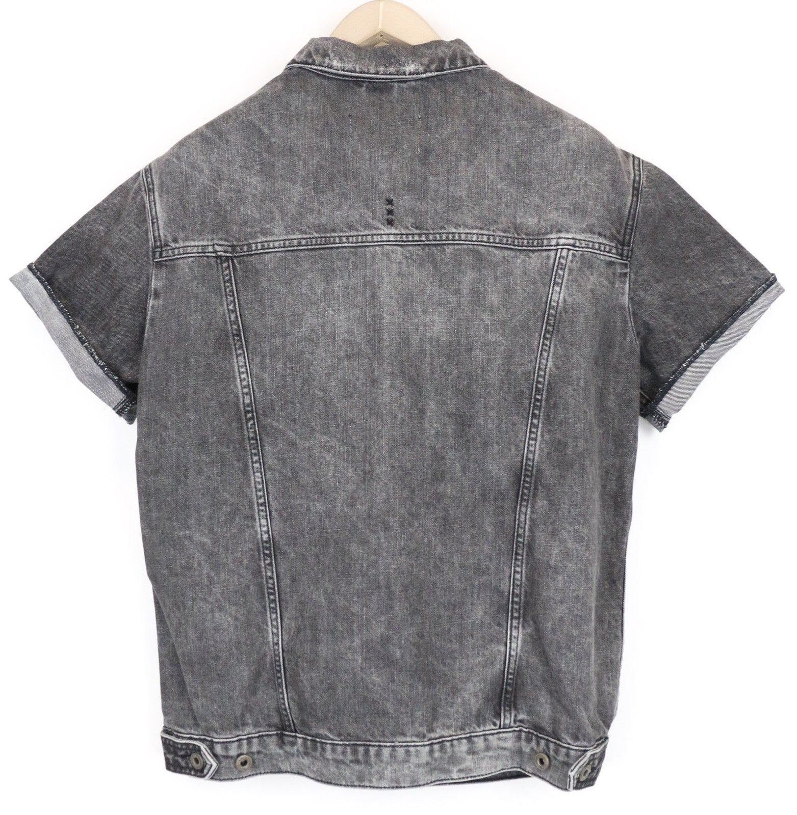 SCOTCH & SODA Ams Blauw Women's Shirt S Grey Denim Washed Cotton Short Sleeve