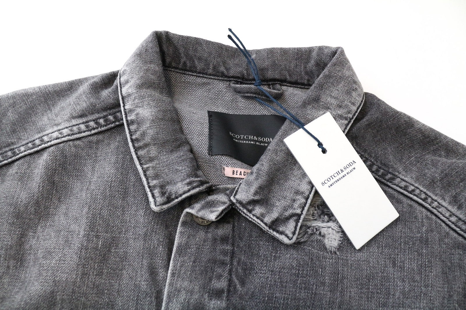 SCOTCH & SODA Ams Blauw Women's Shirt S Grey Denim Washed Cotton Short Sleeve