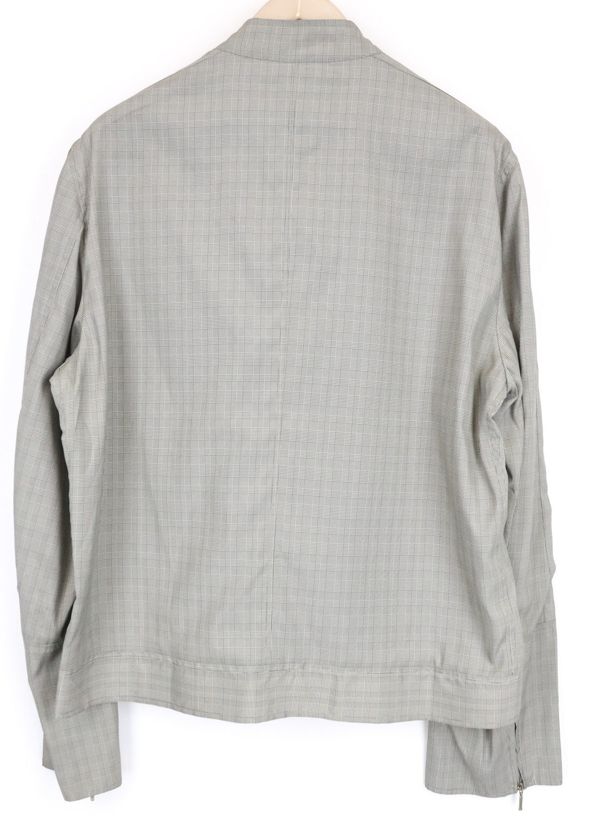 JOHN RICHMOND Men's Jacket UK18 Grey Checked Pattern Zip Long Sleeve Lightweight