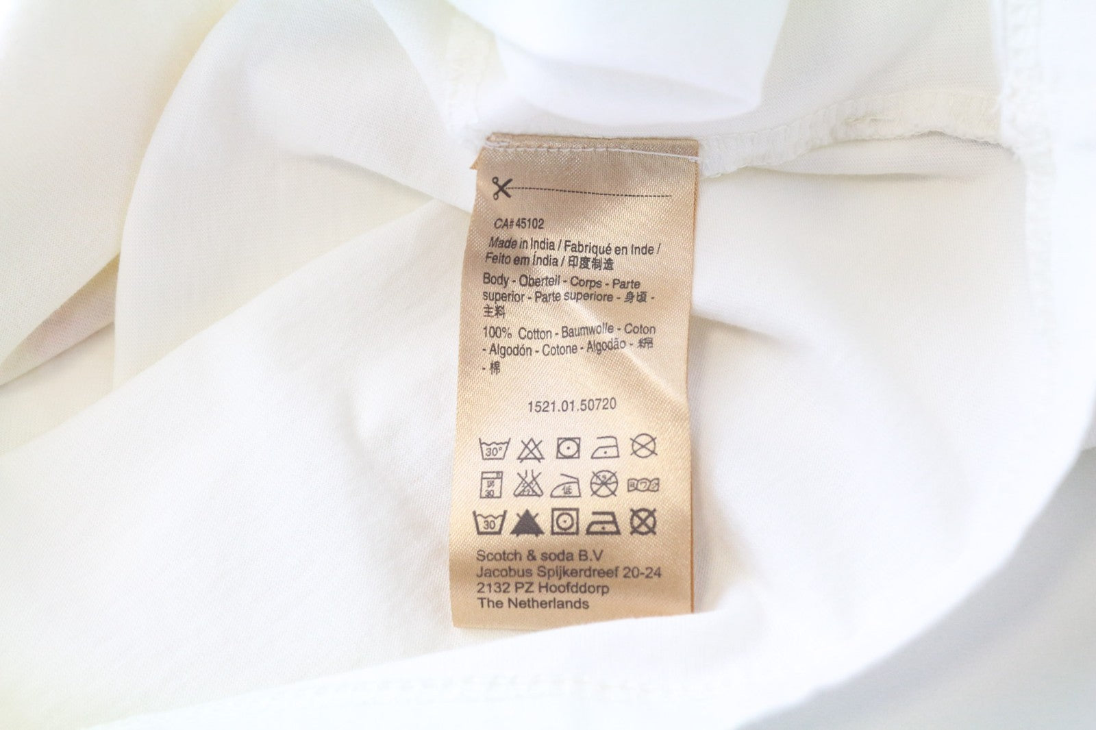 MAISON SCOTCH Women's T-Shirt S Off-White Pullover Short Sleeve Cotton Logo