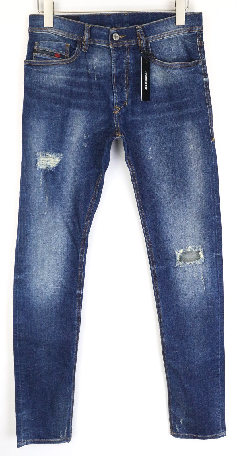 DIESEL Tepphar 084TX Men's Jeans W28/L32 Blue Carrot Slim Cotton Stretch Ripped