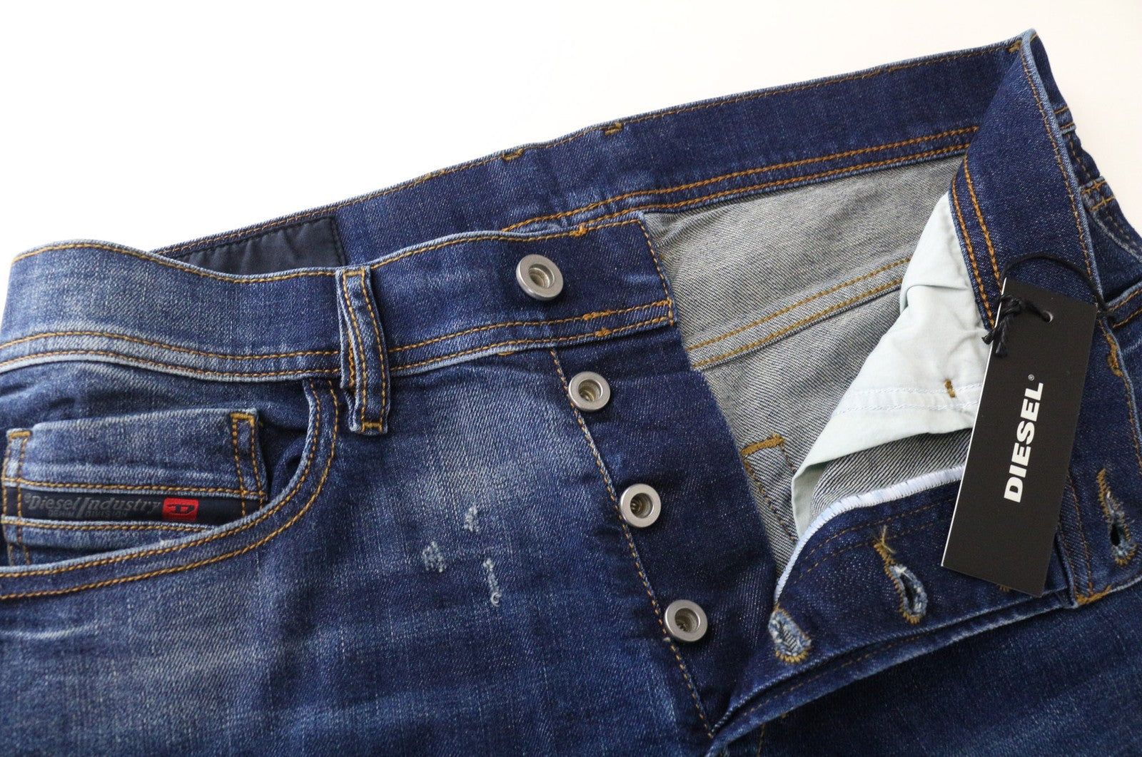 DIESEL Tepphar 084TX Men's Jeans W28/L32 Blue Carrot Slim Cotton Stretch Ripped