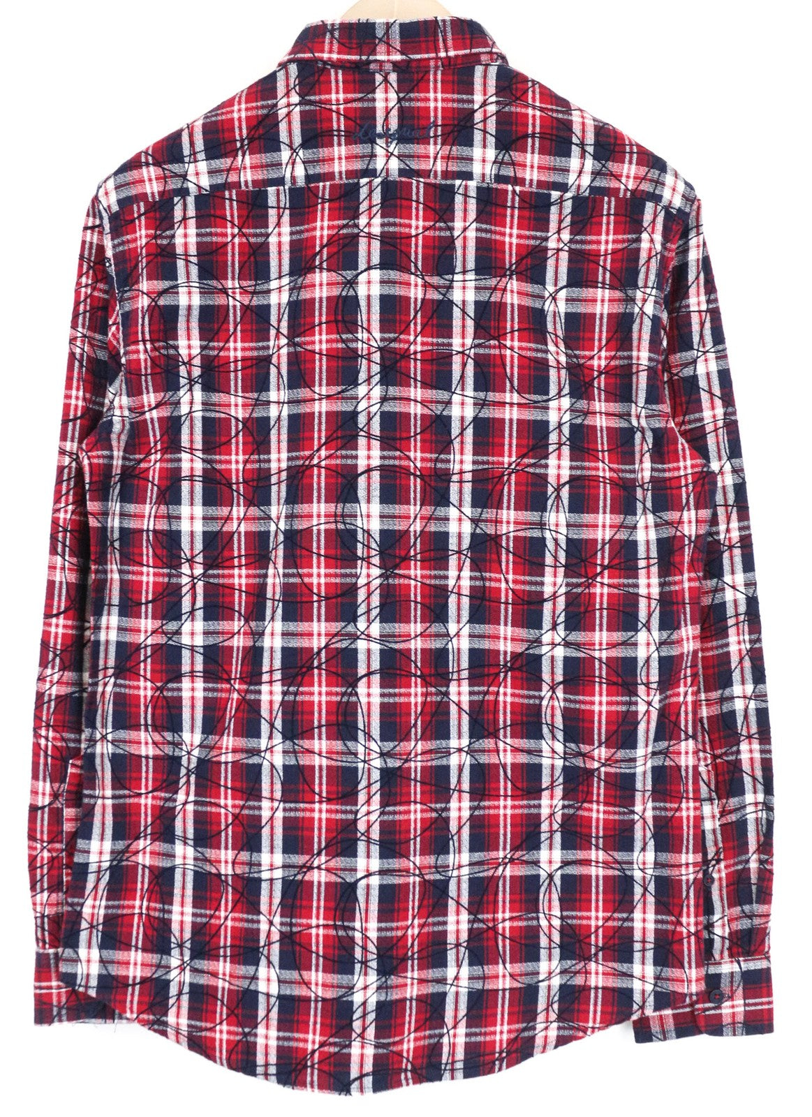 DESIGUAL Juli Men's Shirt S Red Cotton Checked Casual Long Sleeve Pocketed