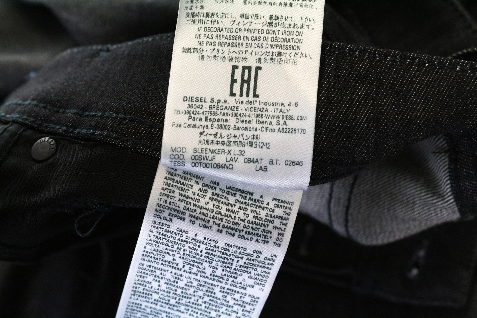 DIESEL Sleenker-X 084AT Men's Jeans W28/L32 Dark Blue Skinny Slim Stretch Cotton