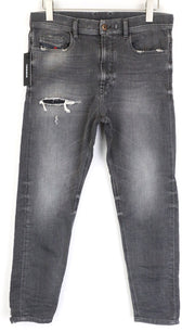 DIESEL Kly-NE 069EM Men's Jeans W32 Grey Distressed Sweat Jogg Slim Fit Washed