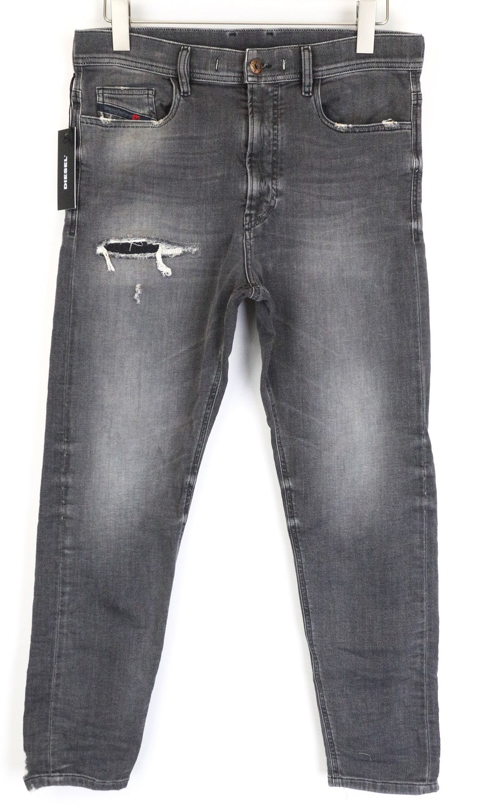 DIESEL Kly-NE 069EM Men's Jeans W32 Grey Distressed Sweat Jogg Slim Fit Washed