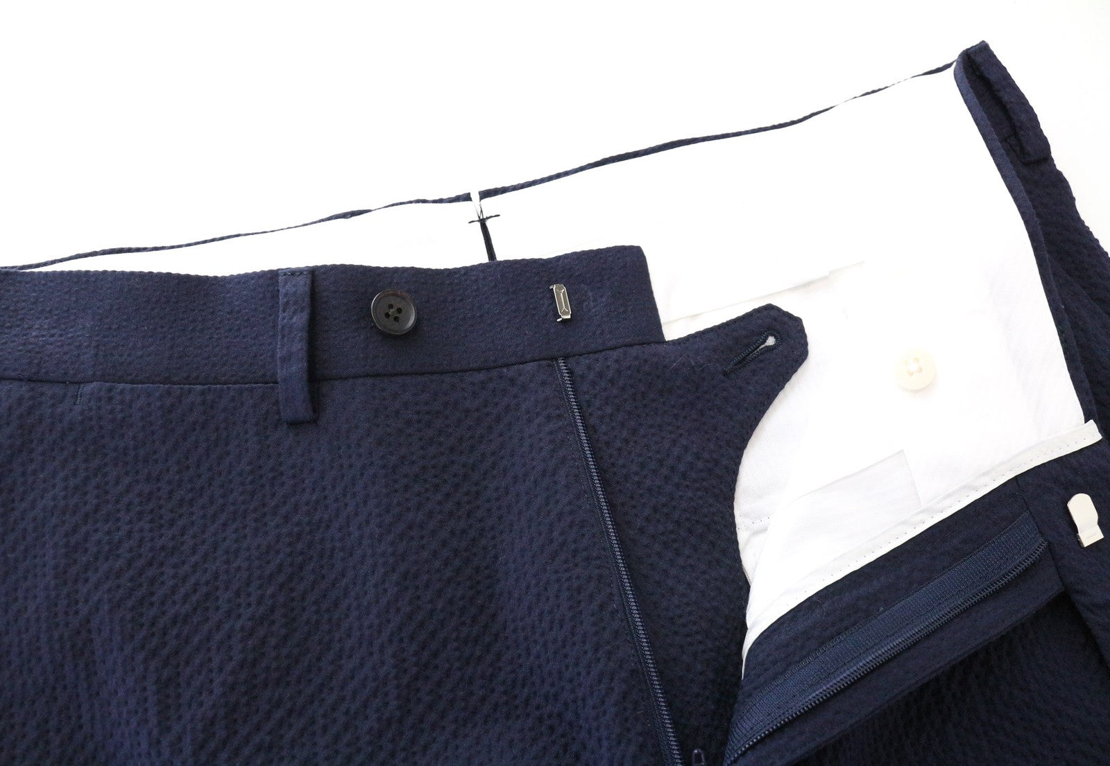 SUITSUPPLY Havana Men's Suit UK38R Blue Slim 2Pc Cotton Stretch Crinkle Unlined