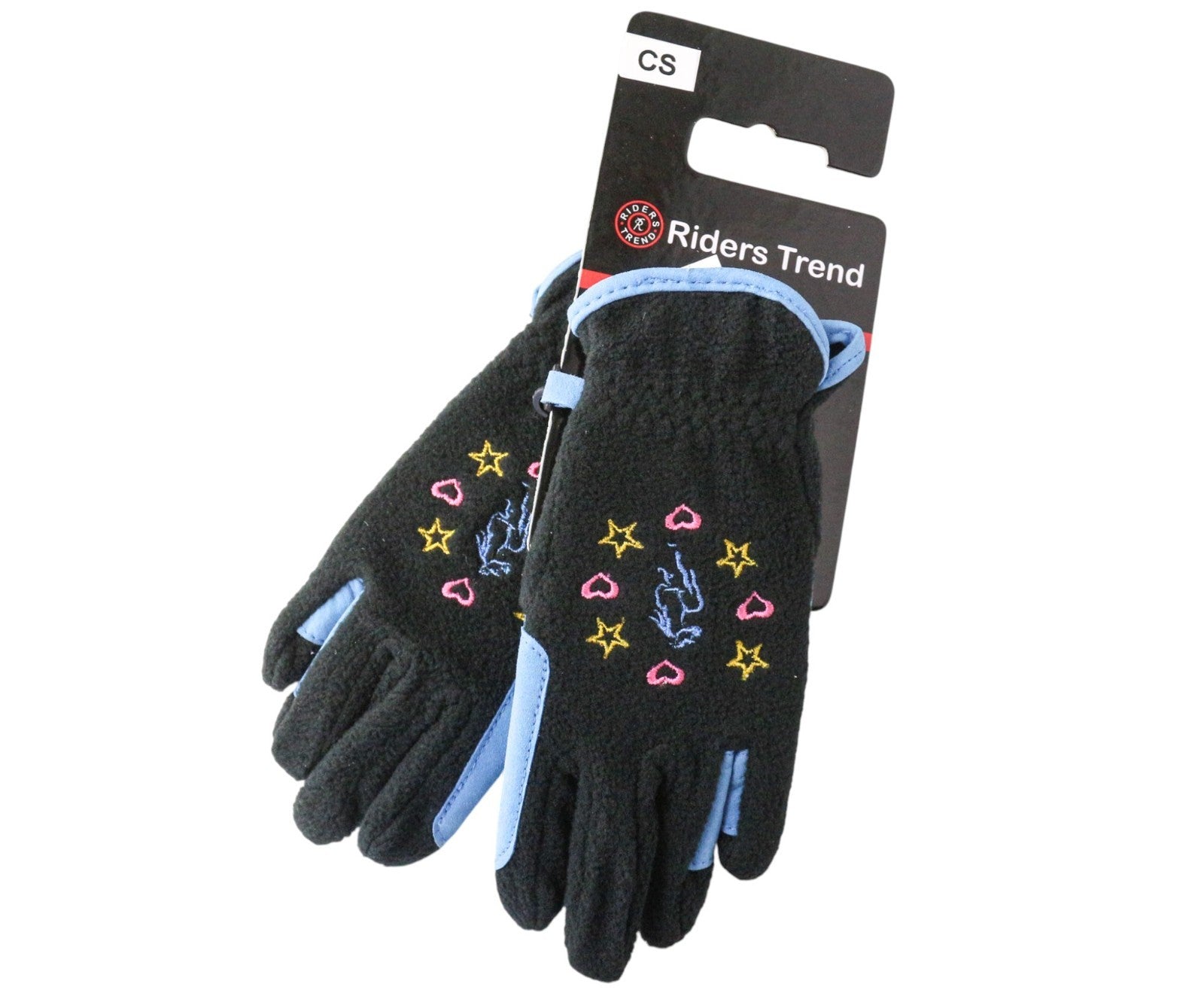 RIDERS TREND Men's Riding Gloves S Black Blue Kids Fleece Stretch Horse Unisex