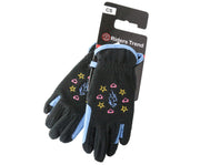 RIDERS TREND Men's Riding Gloves S Black Blue Kids Fleece Stretch Horse Unisex