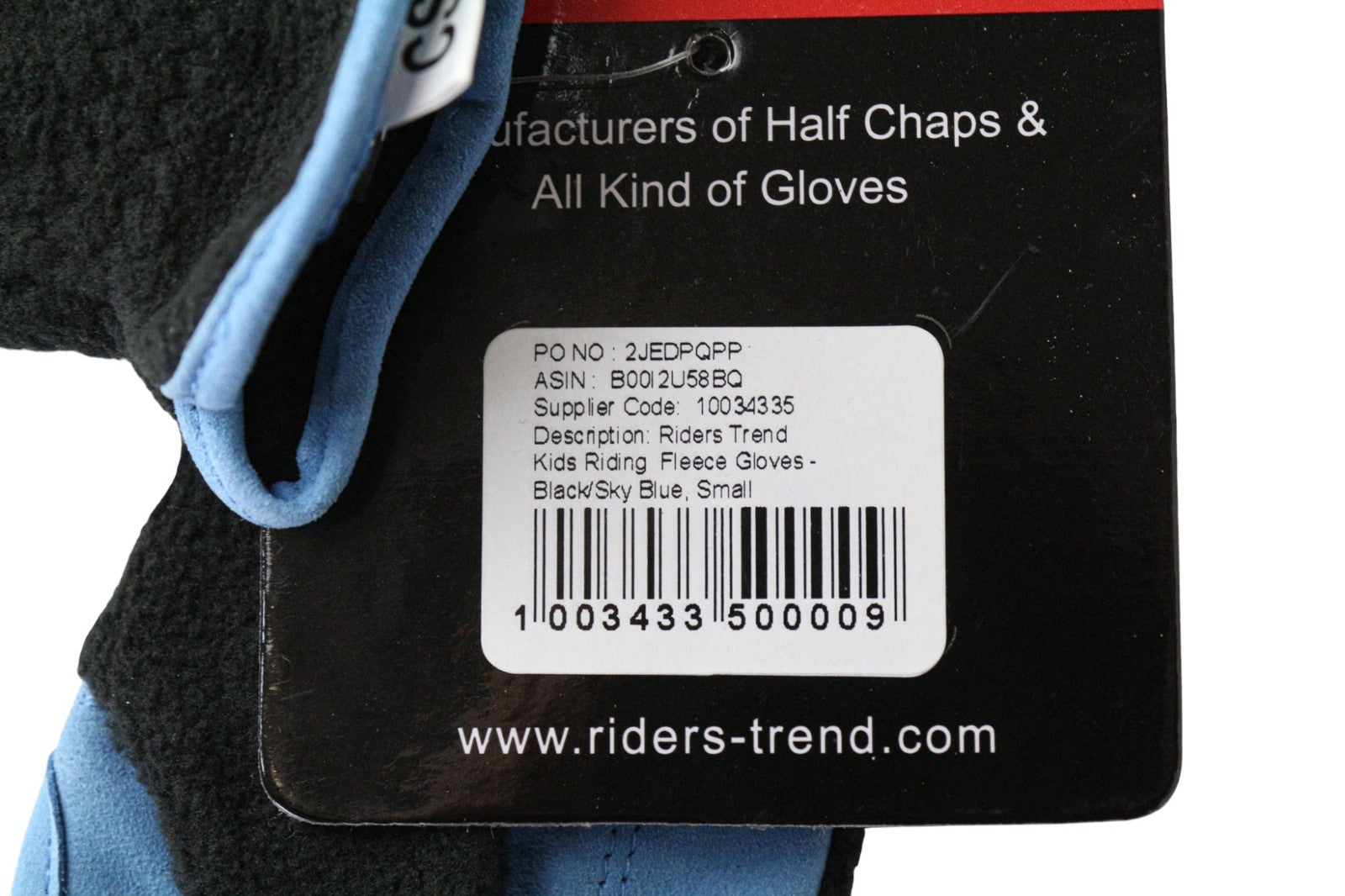 RIDERS TREND Men's Riding Gloves S Black Blue Kids Fleece Stretch Horse Unisex