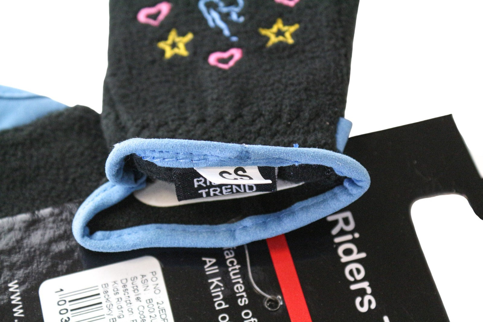 RIDERS TREND Men's Riding Gloves S Black Blue Kids Fleece Stretch Horse Unisex
