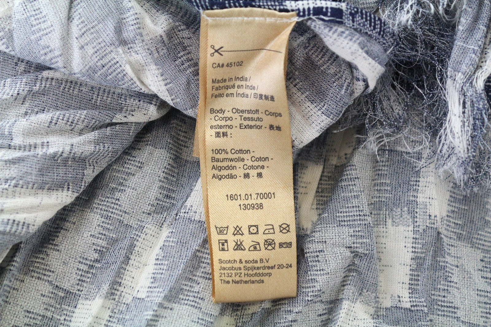 SCOTCH & SODA Men's Scarf One Size Navy Lightweight Knit Pattern Summer Casual